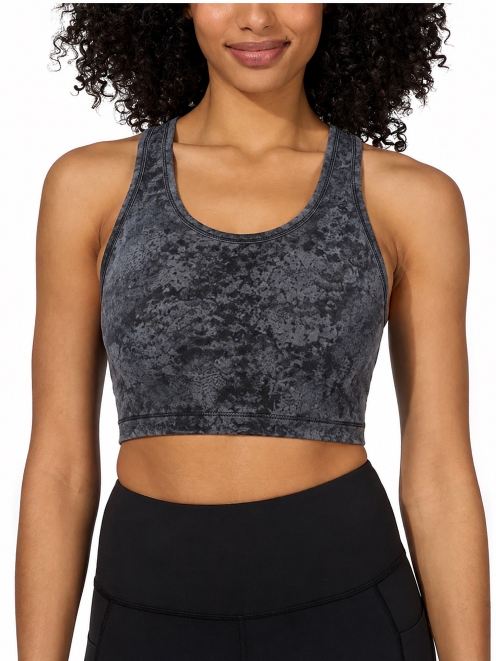 Yogalicious Lux Gray Marble Longline Sports Bra Crop Tank Medium Yoga